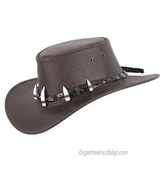 Australian Leather Hat with Crocodile Teeth. Made in Australia Crocodile Dundee Hat
