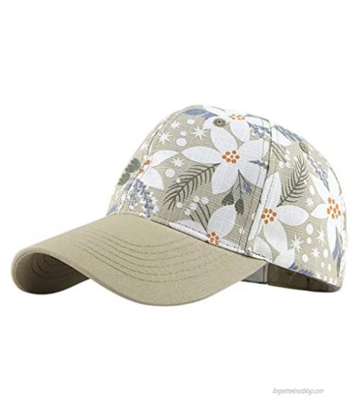 Forthery Unisex Cotton Sun Hat Wash Canvas Shade Printing Outdoor Hat Casual Curved Caps