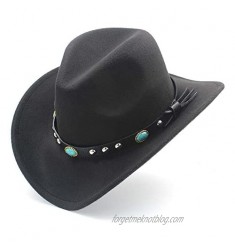 HXGAZXJQ Fashion Women Men Western Cowboy Hat with Roll Up Brim Felt Cowgirl Sombrero Caps