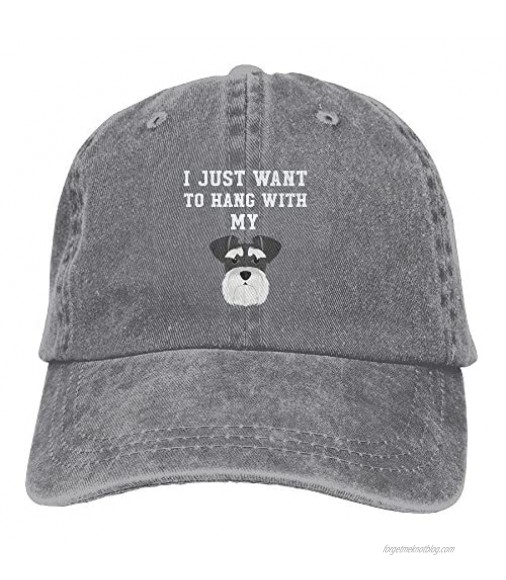 I Just Want to Hang with My Dog Stretch Fit Unconstructed Unisex Hiphop Baseball Hat Cowboy Stetson Adults Gifts Natural