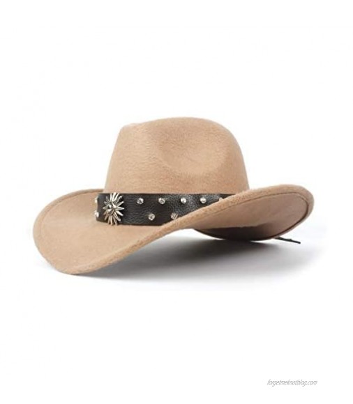 Jdon-hats Fashion Men's Women's Western Cowboy Hat Gentleman Dad Cowboy Hat Solid Diamond Hombre