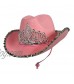 Pink Felt Western Cowgirl Hat with Silver Tiara and Chin Cord