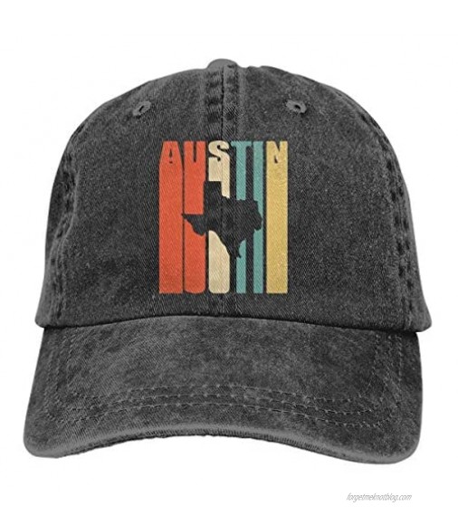 Vintage Austin Texas Trend Printing Cowboy Hat Fashion Baseball Cap for Men and Women Black