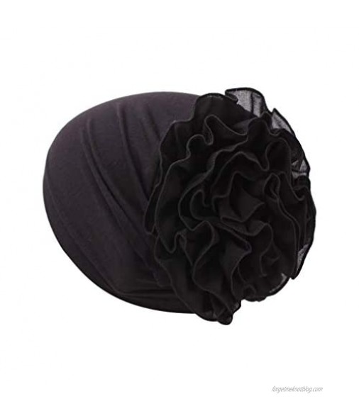 ZEFOTIM Women Flower Muslim Ruffle Cancer Chemo Hat Beanie Scarf Turban Head Wrap Cap