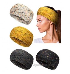 4 Pieces Knit Headbands Braided Winter Headbands Ear Warmers Crochet Head Wraps for Women Girls