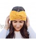 Abien Criss Cross Headband Winter Warm Cable Crochet Ear Warmers Hair Band Fuzzy Knit Soft Stretchy Head Wrap for Women and Girls (Yellow)