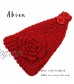 Abien Flower Winter Warm Headband Cable Crochet Chunky Ear Warmers Hair Band Fuzzy Knit Soft Stretchy Head Wrap for Women and Girls (Red)