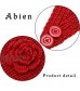 Abien Flower Winter Warm Headband Cable Crochet Chunky Ear Warmers Hair Band Fuzzy Knit Soft Stretchy Head Wrap for Women and Girls (Red)