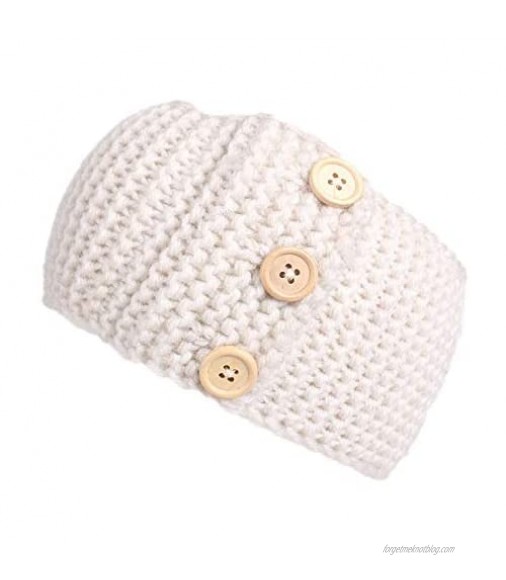 Fashion Crochet Knitted Button Headbands Head Wrap Knotted Hair Band Winter Ear Warmer for women