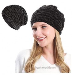 GAngel Twist Hat Soft Stretch Faux Fur Pom Winter Crochet Headband Women(1pc)
