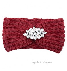 Gaosu Winter Headbands for Women Knitted Ear Warmer Headband  Crochet Bow Twist Head Wraps  Yoga Bohemian Rhinestone Knotted Hairband(red)