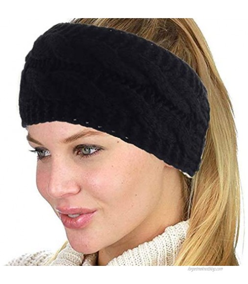 Gortin Winter Headbands Women's Ear Warmer Headband Fuzzy Thick Head Wrap Elastic Fleece Lined Kinit Hair Band for Women