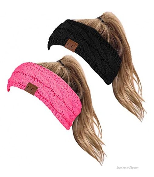 HW-6033-2-20a-0680 Headwrap Bundle - Black & Candy Pink (2 Pack)