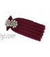 Knit Warm Winter Headband- Rhinestone Embellished Ear Warmer Snug Fit Headwrap (Burgundy)
