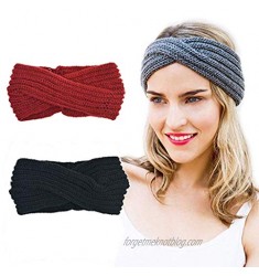 Shegirl Crochet Ear Warmer Turban Crocheted Warmers Headband Winter Warm Knit Headwrap for Women and Girls (Black  Red)