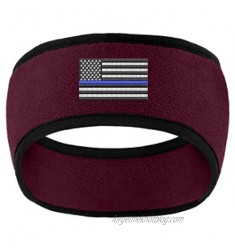 Thin Blue Line American Flag Police Law Enforcement 2 Tone Fleece Headband - COLOR CHOICE