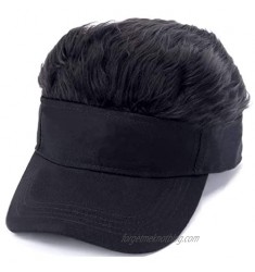 FPKOMD Flair Hair Visor Sun Cap Visor with Hair Peaked Hat with Hair for Men Adjustable Novelty Baseball Visor