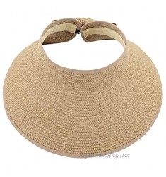 SILVERFEVER Women Summer Wide Brim Visor Hat UV Sunblock UPF 50 Foldable-Fits All