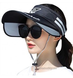 Women Summer Sun Visor Hat UV Protection Wide Brim Sun Hat with Retractable Visor Beach Cap Empty Top Hat