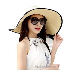 XUHUA Oversized Sun hat Womens Straw Hat Wide Brim UV UPF 50 Summer Hat Foldable Roll up Floppy Beach Hats for Women