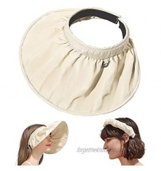 2 in 1 Sun Visor Hats Headbands for Women Wide Brim Roll-up Summer Beach Hats UPF 50+ UV Sun Protection Foldable Packable