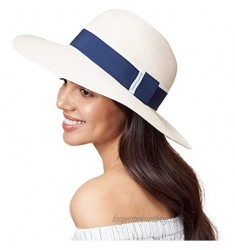 Pineapple&Star Paris Sun Beach Wide Brim Straw Hat Fine Braid UPF50+ for Women