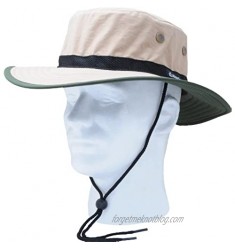 Sloggers Unisex Nylon Sun Hat  Tan with wind lanyard  - adjustable size small - large - Style 446TN - UPF 50+