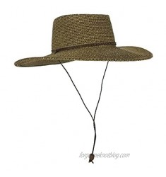 Straw Gambler Bolero Cowboy Hat  Wide Brim Sun Cap w Chin Strap  Gorras Planas Mujer