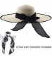 Wide Brim Beach Hat for Women Floppy Summer Straw Sun Hat Big Bowknot Foldable Roll Up Hat for Vacation Travel