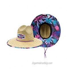 Woman's Sun Hat Straw Hat with Fabric Print Lifeguard Hat Great for Beach  Gardening  Boating  Pool  and Outdoor