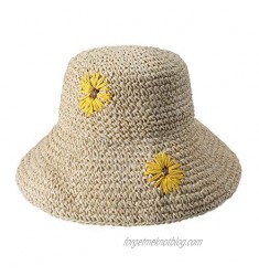 ZLYC Women Wide Brim Floppy Sun Hat Foldable Summer Straw Hat Bucket Beach Hats