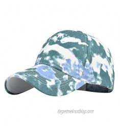 Ellymi Casual Tie-Dye Characteristic Cotton Empty Top Hat Sun Protection Sun Visor Cotton Ponytail Baseball Cap