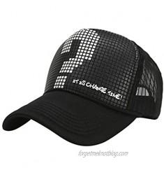 Ellymi Unisex Men Women Sequin Sun Hat Adjustable Baseball Cap Hip Hop Gauze Splice Hat Sun Hat Outdoor