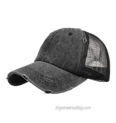 Ellymi Vintage Unisex Adjustable Athletic Trucker Hat Mesh Back Hat Baseball Hats Solid Color Sun Hat