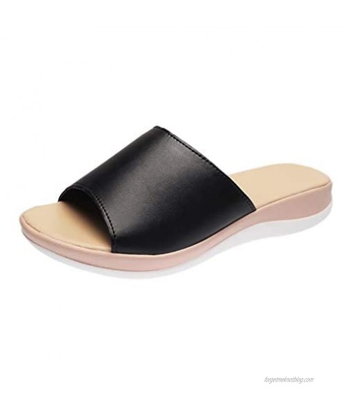 FakMe Womens Slip On Slide Flat Sandal Womens Slide Sandals for Women Travel Fashion Slipper Flip Flops