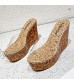 FakMe Women's Wedge Sandals Women's Beaded Flower Rhinestone Flat Sandals Dress Beach Shoes