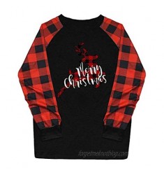 Franterd Women Christmas Shirts Graphic Tee Plaid Raglan Long Sleeve Loose Xmas Casual Blouse Tops - Merry Christmas