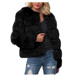LATINDAY Women Luxury Winter Warm Fluffy Faux Fur Short Coat Jacket Parka Outwear