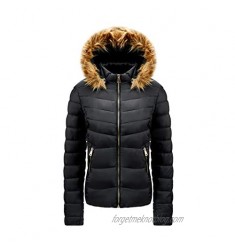 Moxiu Women's Ladies Winter Thickened Warm Sherpa Lined Parka Fur Hooded Cotton Jacket Coat