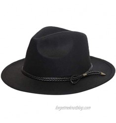 VJGOAL Women Top Hat Fashion Crushable Wool Felt Outback Hat Panama Headgear Wide Brim Belt Cap