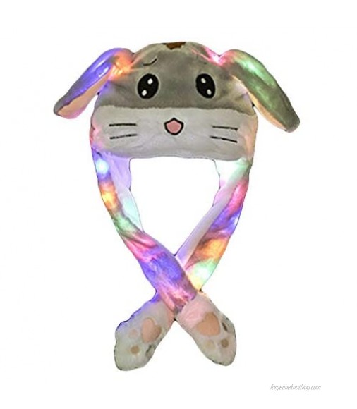 XINXX Fashion Cute Plush Bunny Hat Rabbit Cap - Ears Popping Up When Pressing The Paws (LED Bunny Hat) Wrap Warm Hat Cap