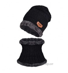 XINXX Two-Piece Winter Thermal Plush Hat Scarf Woolen Cap Cycling Windproof Cap Suit Black