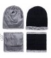 XINXX Winter Men Warm Beanie Winter Thicken Hat and Scarf Two-Piece Knit Windproof Cap Black
